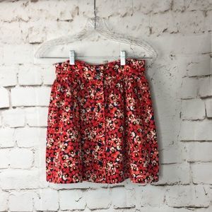 H&M poppy floral button up skirt